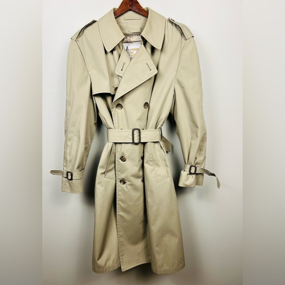 Vintage London Fog Double-Breasted Trench Coat – Removable Lining – Beige – 42S